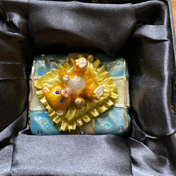 24k Gold Plated Swarovski Crystal Enamel Keepsake - Picture 2 of 4